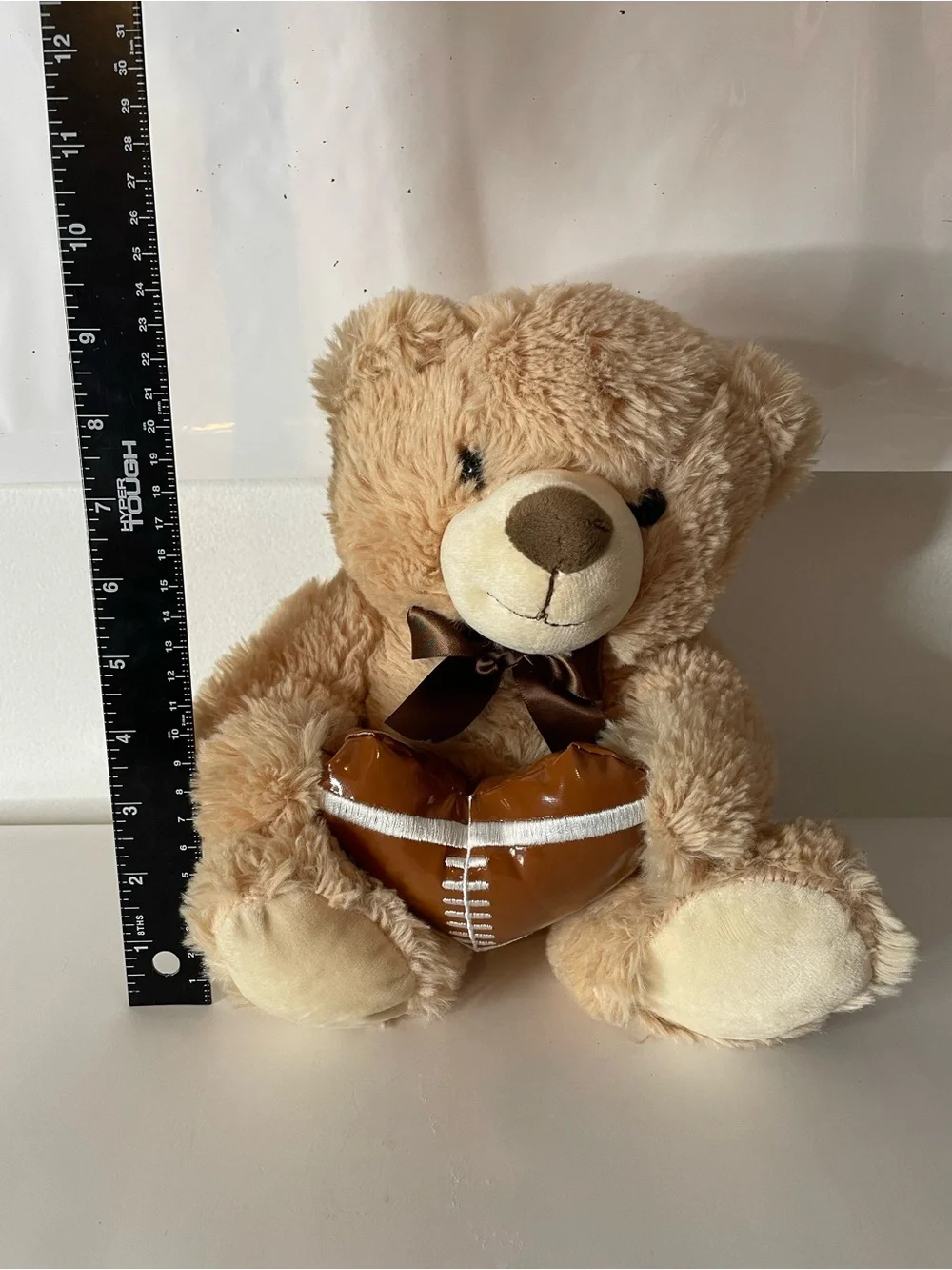 Kellytoy Beige Plush Teddy Holding Brown Football Heart